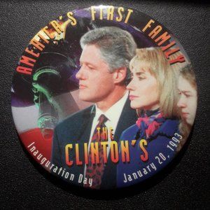 Vtg 3.5" BILL CLINTON Inauguration Day Pin Button
